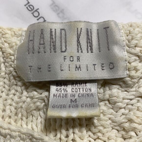 Vintage Hand Knit For The Limited Crew Neck Chunky Ramie Sweater M - Picture 9 of 9